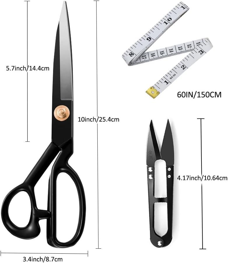Fabric Scissors Sharp Dressmaking Scissors Professional 25.4 cm Textile Scissors Leather Scissors for Fabric, Clothing, Textiles, Leather, Jeans, Sewing...