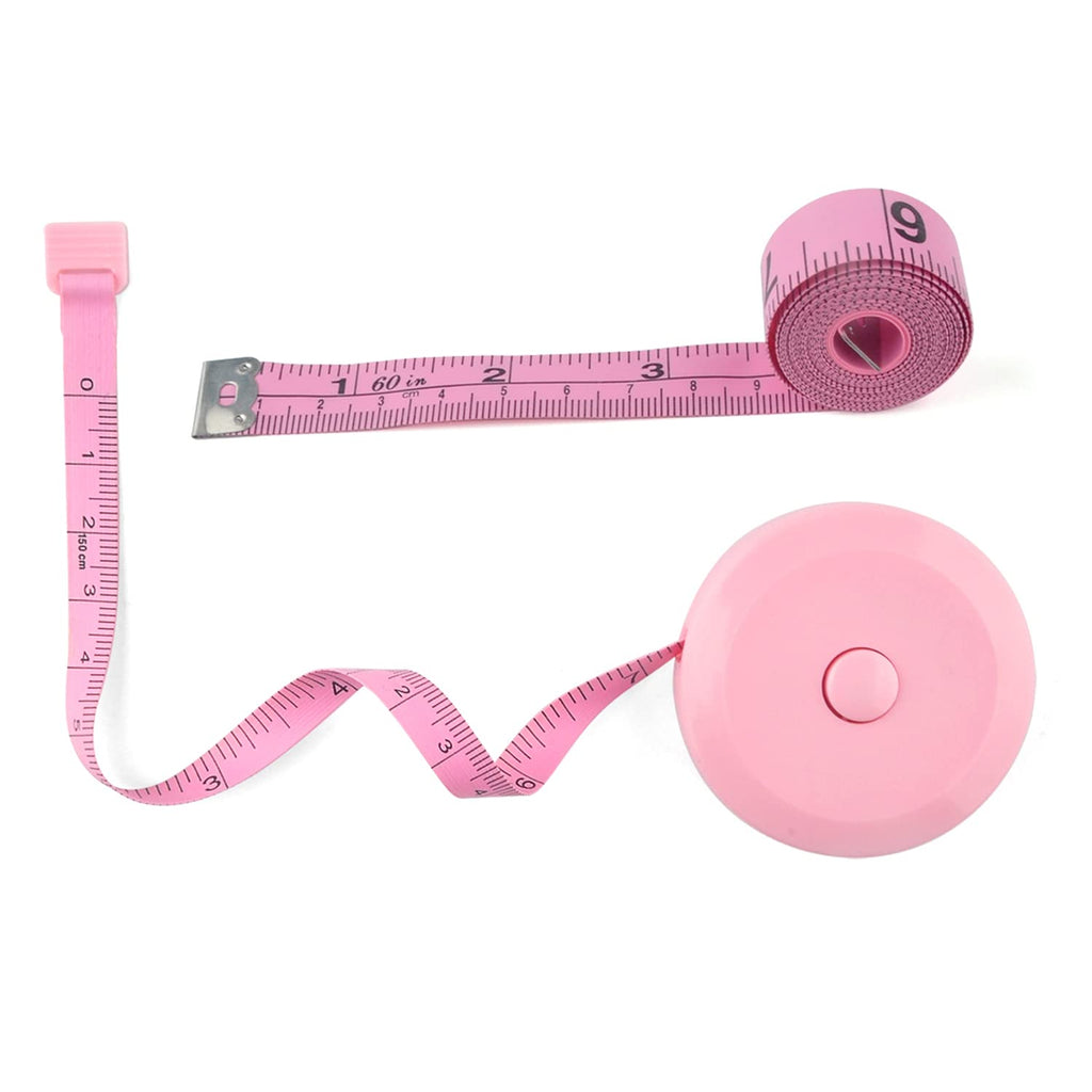 Maßband für Körper, Nähen, Stoff, Schneider, Bekleidung, Bastelarbeiten, 150 cm/60 Zoll, Rosa, Einziehbares doppelseitiges Maßband