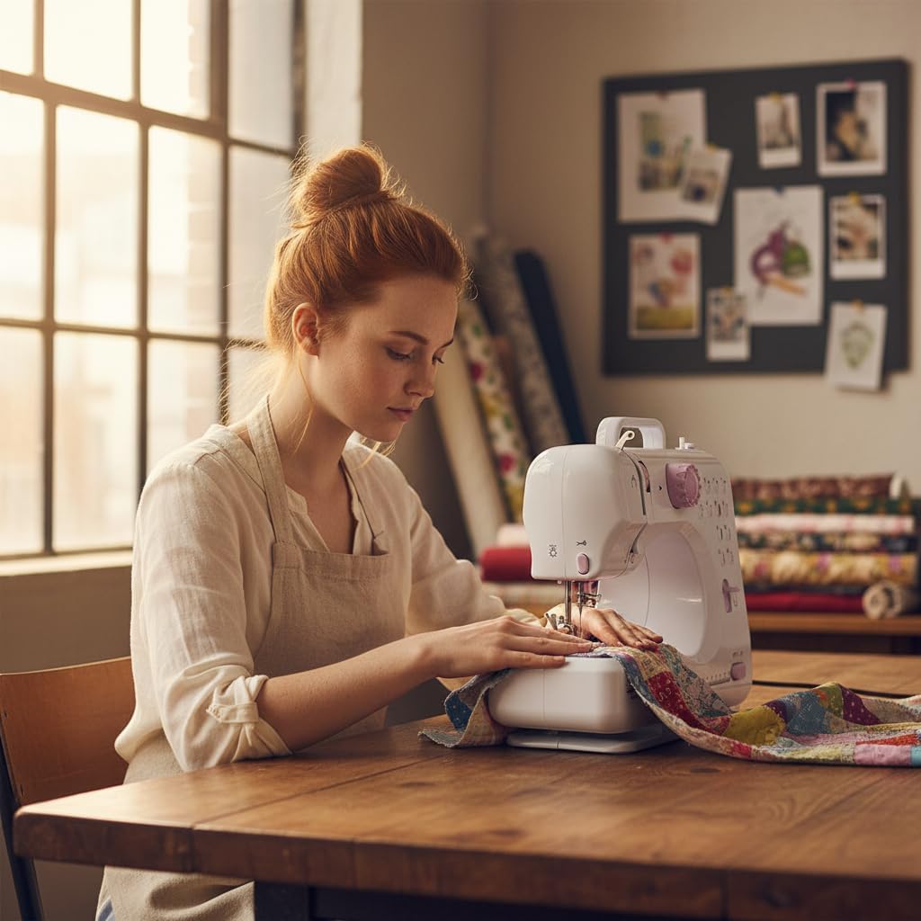Nähmaschine Anfänger mit 12 Stichmustern Nähzubehör-Set Nähmaschine Elektrisch mit 42 Teilen Zubehör, leicht zu tragen für DIY & Handwerk – für Kinder und Erwachsene (Lila