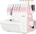 MEDION Overlock Sewing Machine SO90 (Electric, 90 Watt, LED Light, with One Operation Cut, Extensive Accessories, MD19169) Pink