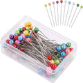 Colourful Pins with Head Glass Head Pins 40 mm Stainless Steel Pins Sewing Pins Glass Ball Colourful Round Multicoloured Pins for Sewing Quilting and Crafts Jewellery Making 100 Pieces/Set