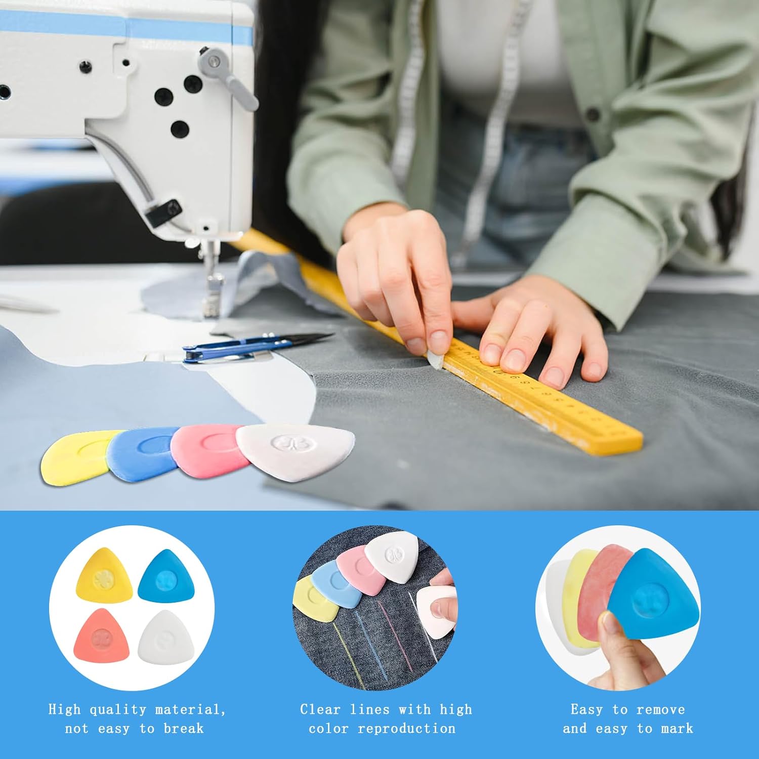 28 Pieces Tailor's Chalk, Tailor's Chalk Pen, Sewing, Triangle Chalk + Sewing Pencil, Sewing Chalk, Fabric Chalk, Tailor's Chalk Set, for Marking Various Fabrics, Leather, Sewing Markers