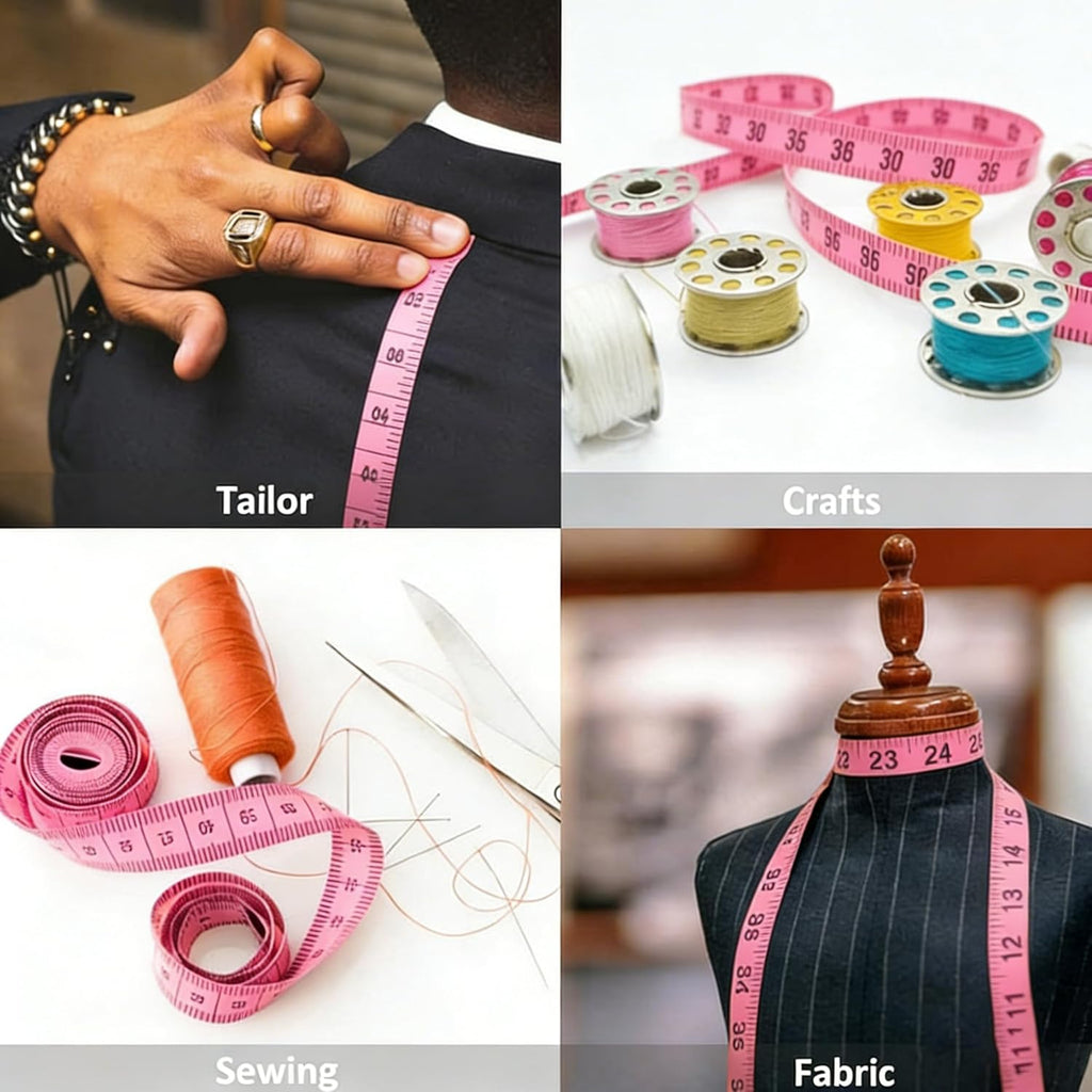 Maßband für Körper, Nähen, Stoff, Schneider, Bekleidung, Bastelarbeiten, 150 cm/60 Zoll, Rosa, Einziehbares doppelseitiges Maßband