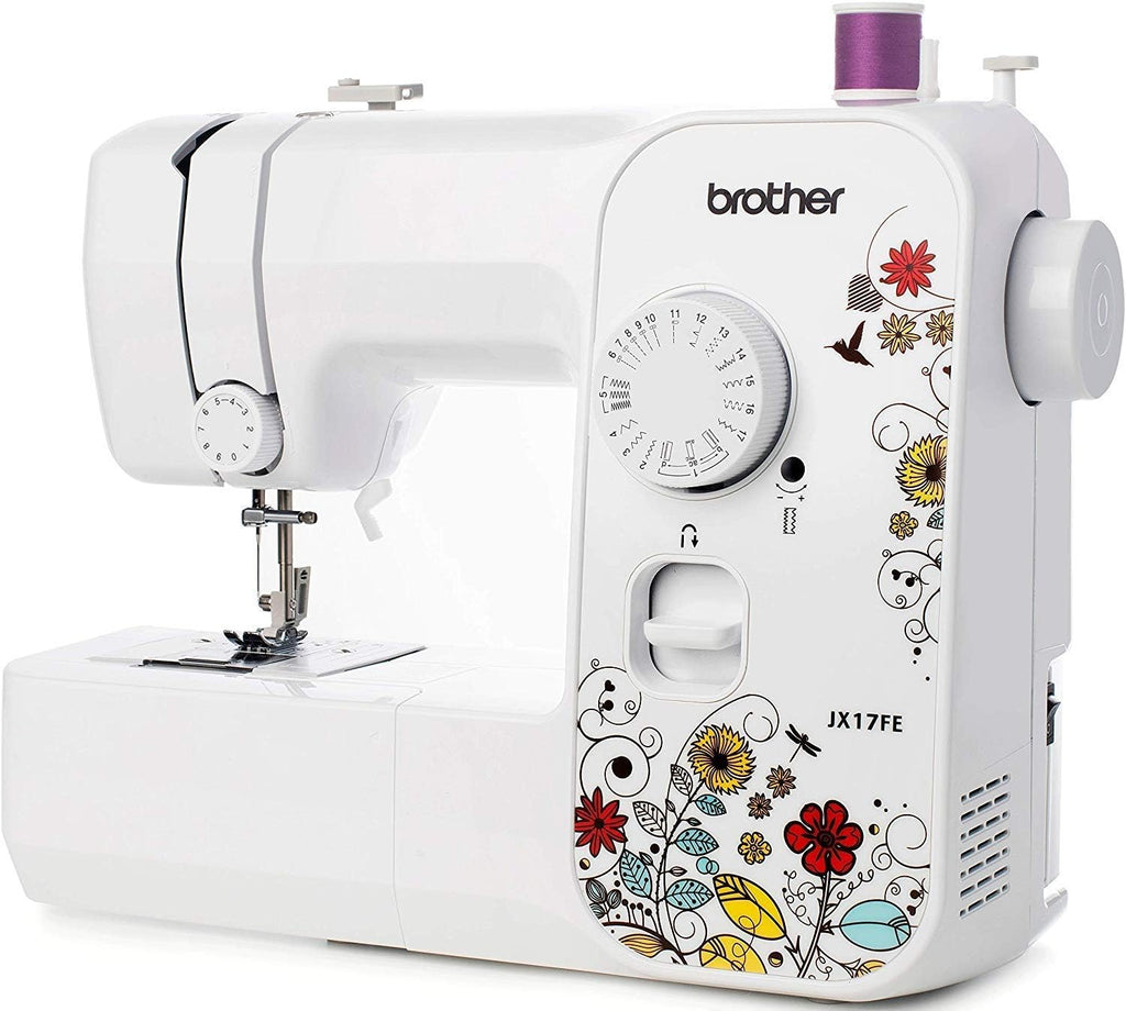 Brother JX17FE Sewing Machine for Beginners with 17 Sewing Programmes, Free Arm, Electric Sewing Machines, Suitable for Jeans, Household Clothing Repairs, Automatic Threader