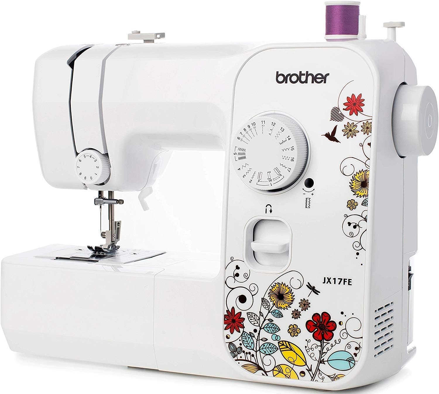 Brother JX17FE Sewing Machine for Beginners with 17 Sewing Programmes, Free Arm, Electric Sewing Machines, Suitable for Jeans, Household Clothing Repairs, Automatic Threader