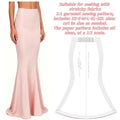 High-Waist Bodycon Butt-Flattering Fishtail Half-Length Skirt, Garment 1:1 Sewing Pattern, Easy And Easy to Learn