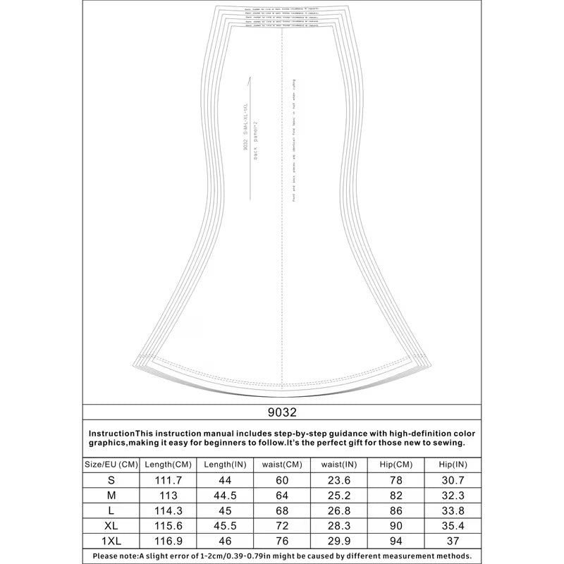 High-Waist Bodycon Butt-Flattering Fishtail Half-Length Skirt, Garment 1:1 Sewing Pattern, Easy And Easy to Learn