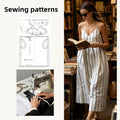 Women'S Striped Maxi Dress Sewing Pattern, Spaghetti Strap V Neck Casual Summer Sundress with Pockets, Sizes XS-3XL, Hand Sewing Template for Fabric Projects